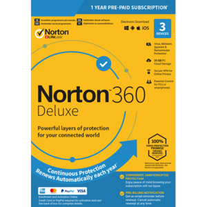 Norton 360 Deluxe - 1-Year / 3-Device - USA/Canada